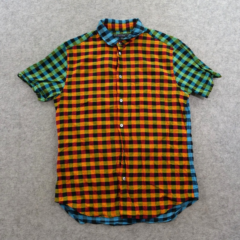 Marc By Marc Jacobs Shirt Mens Small Colorblock Checks Short Sleeve Button